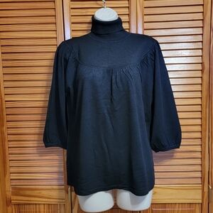 Black Turtleneck A Line Top w 3/4 Sleeves Sz Xlarge